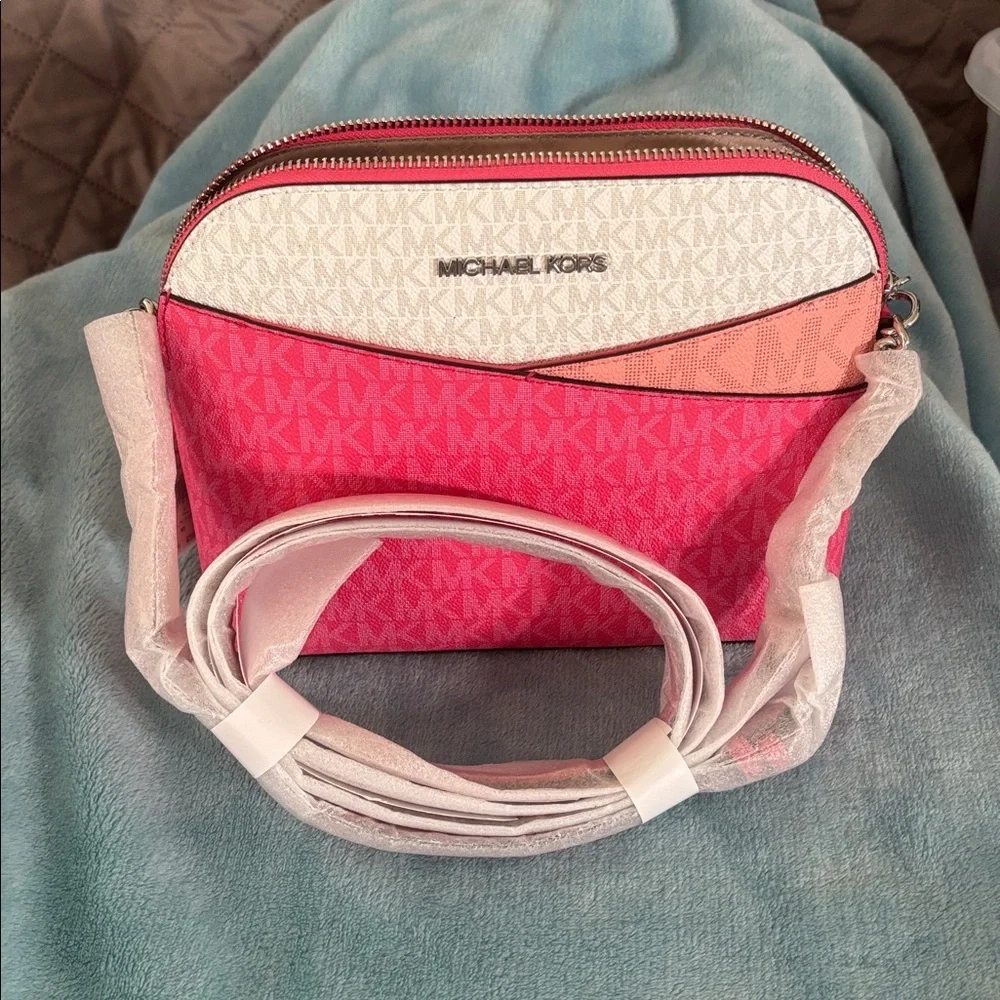 Michael Kors Pink and Cream Crossbody Bag